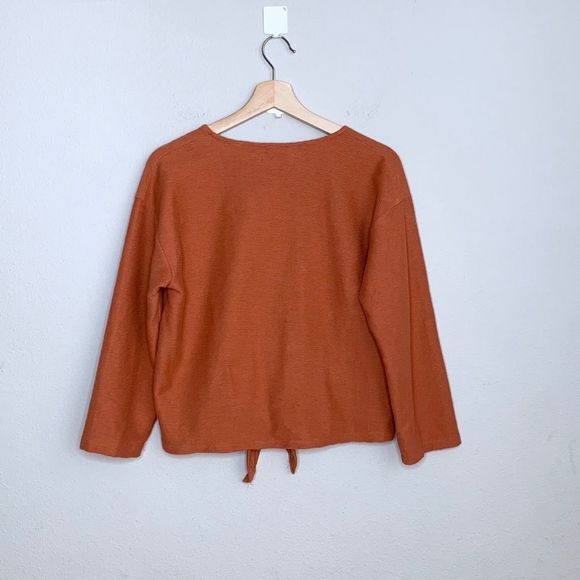 MADEWELL burnt orange long sleeve tie front top - Picture 8 of 8